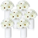 Yinder 21 Pcs Artificial Gerbera Daisy Faux Gerbera Daisy with Stems Boho White Flowers White Silk Flowers Bouquet Fake Daisies for Garden Wedding Bridal Home Kitchen Party Decor