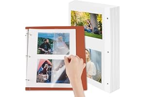 BEAUTIFABLE 120 PCS Photo Album Refill for PAGES for 3 for RING Binder, 240 for PAGES 9 x 11inch Self Photo DIY Album Scrapbook Refill for PAGES Fits Fit 2x3/4x6/5x7/8x10 inch Photos Stamps Recipe Cards Film