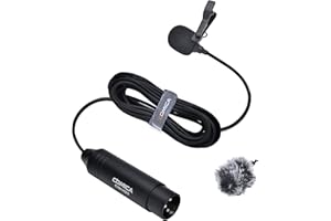 COMICA XLR Lavalier Condenser Microphone,CVM-V02O Omnidirectional Lapel Lavalier Microphone,Clip on Mic Interview Kit for Rec