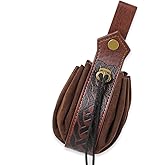 Medieval Faux Leather Pouch, Retro Nordic Coin Purse, Portable Drawstring Purse, Vintage Renaissance Belt Pouch Dice Bag for Men Women Costume Accessories (Brown)