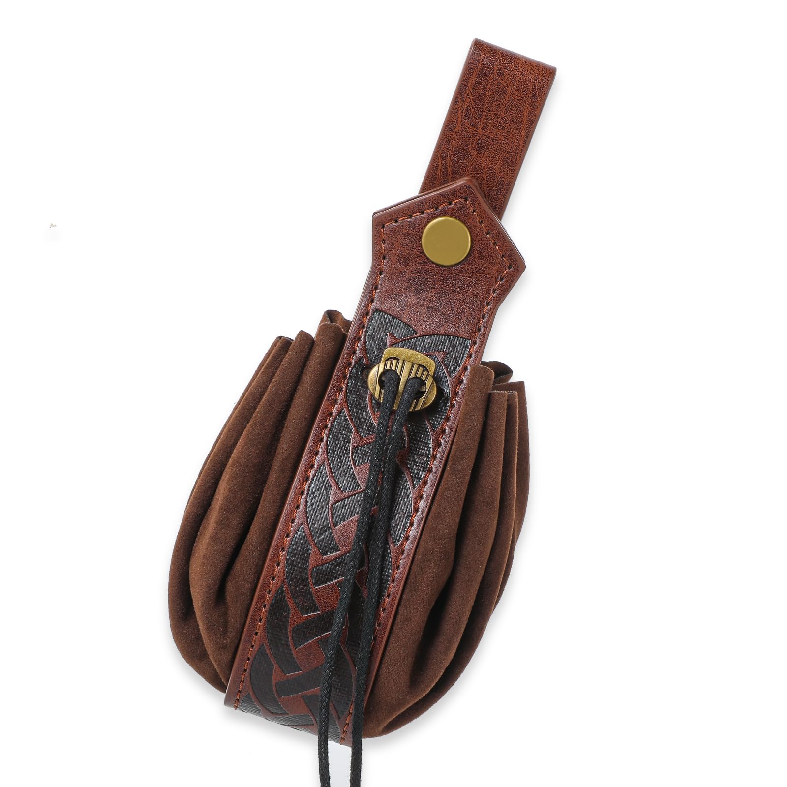 Medieval Faux Leather Pouch, Retro Nordic Coin Purse, Portable Drawstring Purse, Vintage Renaissance Belt Pouch Dice Bag for Men Women Costume Accessories (Brown)