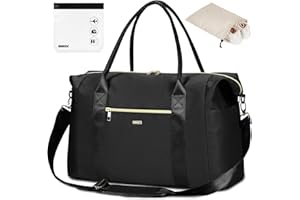 WANDF For Spirit Airlines Personal Item Bag 18x14x8 Travel Duffel Bag with TSA Approved Quart Size Bag & Shoes Bag Weekender Overnight Bag Carry-on Luggage for Women (Black）