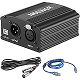 Neewer 1-Channel 48V Phantom Power Supply with 5 feet USB Cable, BONUS+XLR 3 Pin Microphone Cable for Any Condenser Microphon