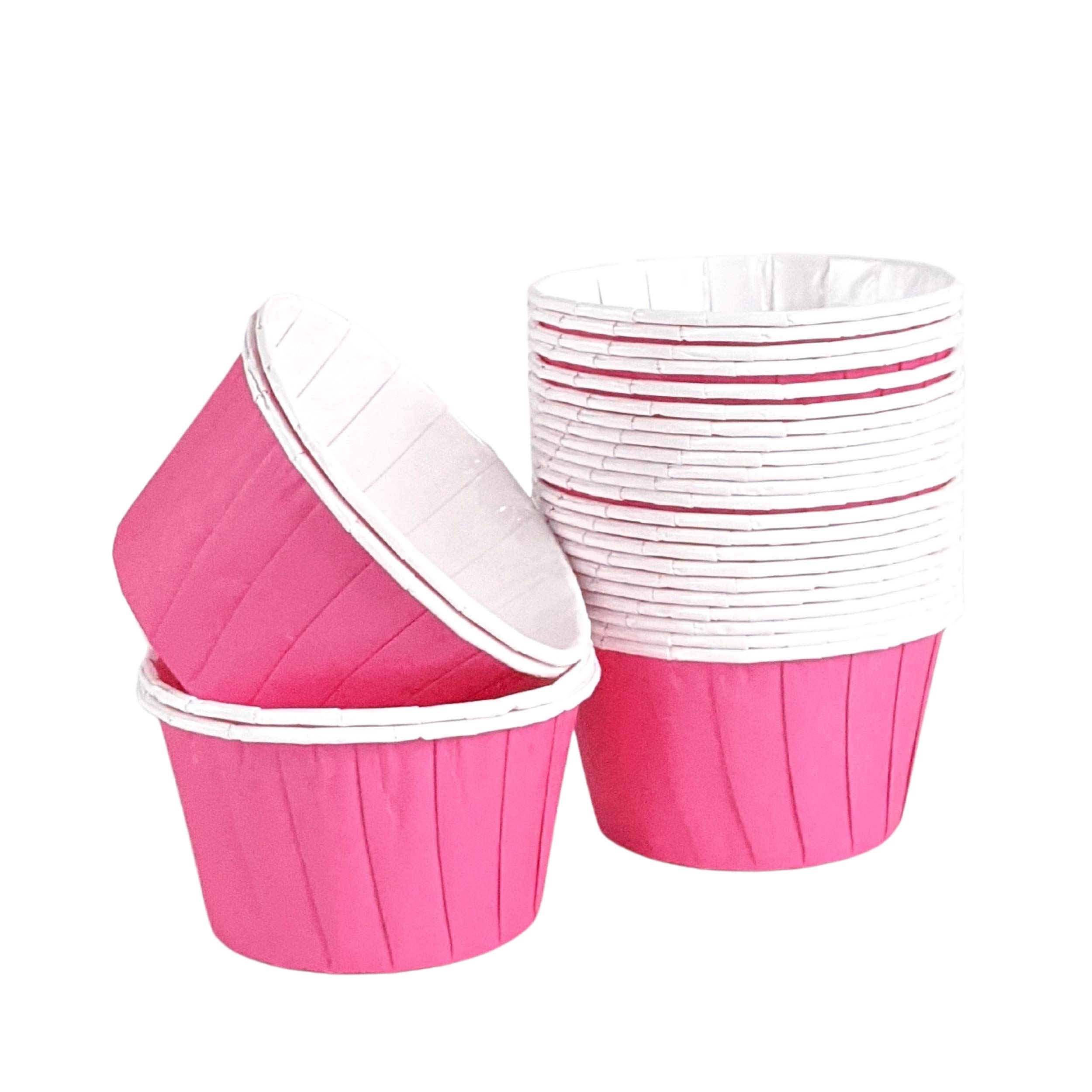 Cups & Cases 100 Pack Solid Hot Pink Pleated Baking Cups Standard Size Cupcake Cases