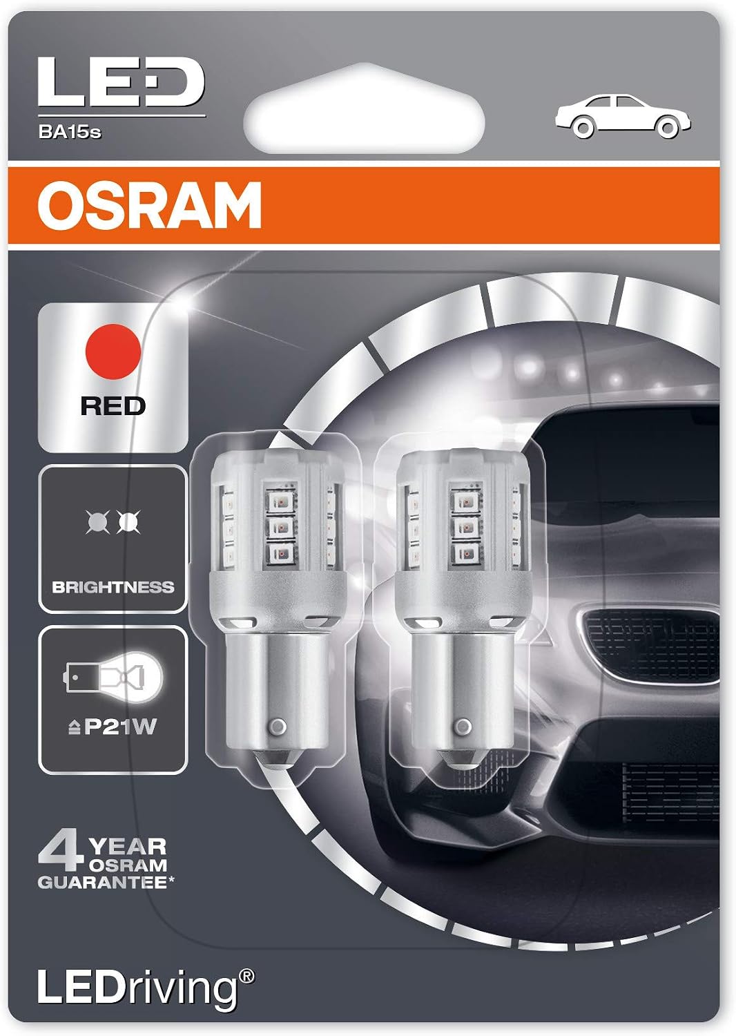 OSRAM LEDriving P21W Red LED Brake Light Bulbs 7456R-02B (Twin Pack), Other, Taglia unica - Image 4
