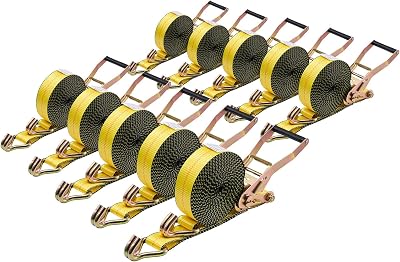 Cinghie di Fissaggio con Doppio Gancio a J da 50,8 mm x 9,1 m, Resistenza alla Rottura di 4536 kg, Borsa per il Trasporto, per Traslochi, Rimorchi, Motociclette, Kayak, Tetto, Confezione da 10