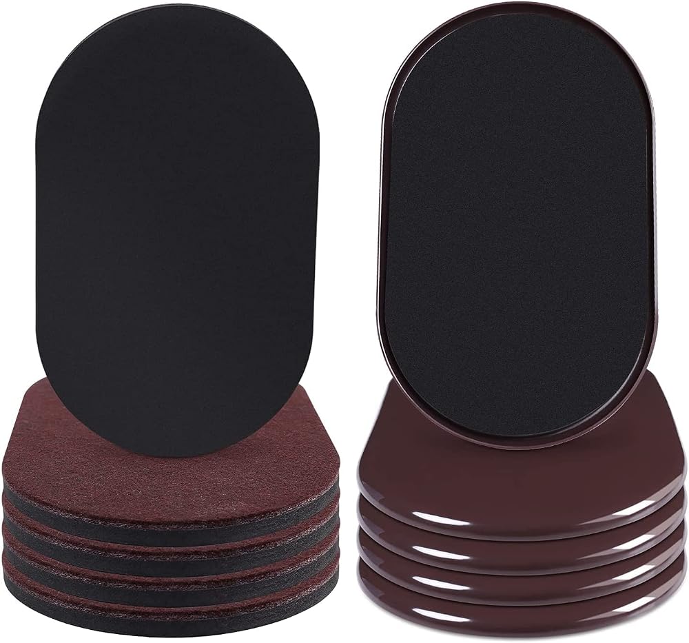 Ezprotekt 8 Pack Large Oval Furniture Sliders Carpet & Hard Floor 9.5x5.75
