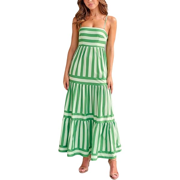 thumbnail image 2 of Women's Summer Bohemian Tie Shoulder Dress Y2k Floral Ruched Flowing Maxi Dress Ruffled Layered Beach Vacation Sundress P 76749788 2 of 13