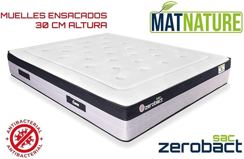 | Zerobact Sac | Matelas à mémoire de Forme | Ressorts ensachés | Grande fermeté et adaptabilité Premium | Hauteur 30 cm | Antidérapant et antibactérien (140 x 200 cm)