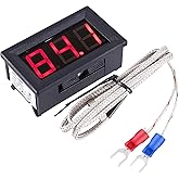 PEMENOL 12V Red Fahrenheit Digital Temperature Meter -76F~999F LED Display with Industrial Grade 0.5m K-Type Thermocouple Tem