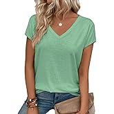 T Shirts Short Sleeve V Neck Tshirts Womens Summer Tops Casual Dressy Basic Tees Going Out Beach Clothes