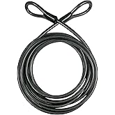 DELSWIN Security Steel Cable with Loops - 6ft, 15ft Heavy Duty Bike Steel Cables 3/8 inch Thick Vinyl Coated Braided Lock Cable for Bicycle, Generator, Kayak, Patio Furniture
