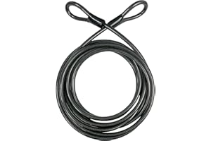 DELSWIN Security Steel Cable with Loops - 6ft, 15ft Heavy Duty Bike Steel Cables 3/8 inch Thick Vinyl Coated Braided Lock Cable for Bicycle, Generator, Kayak, Patio Furniture