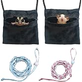 2 Pics Sugar Glider Pouch and 2 Pics Hamster Leash Small Animal Carry Pouch with Adjustable &ndash; Cozy &amp; Portable Habitat for Small Pets (Hamsters, Rat, Squirrels)