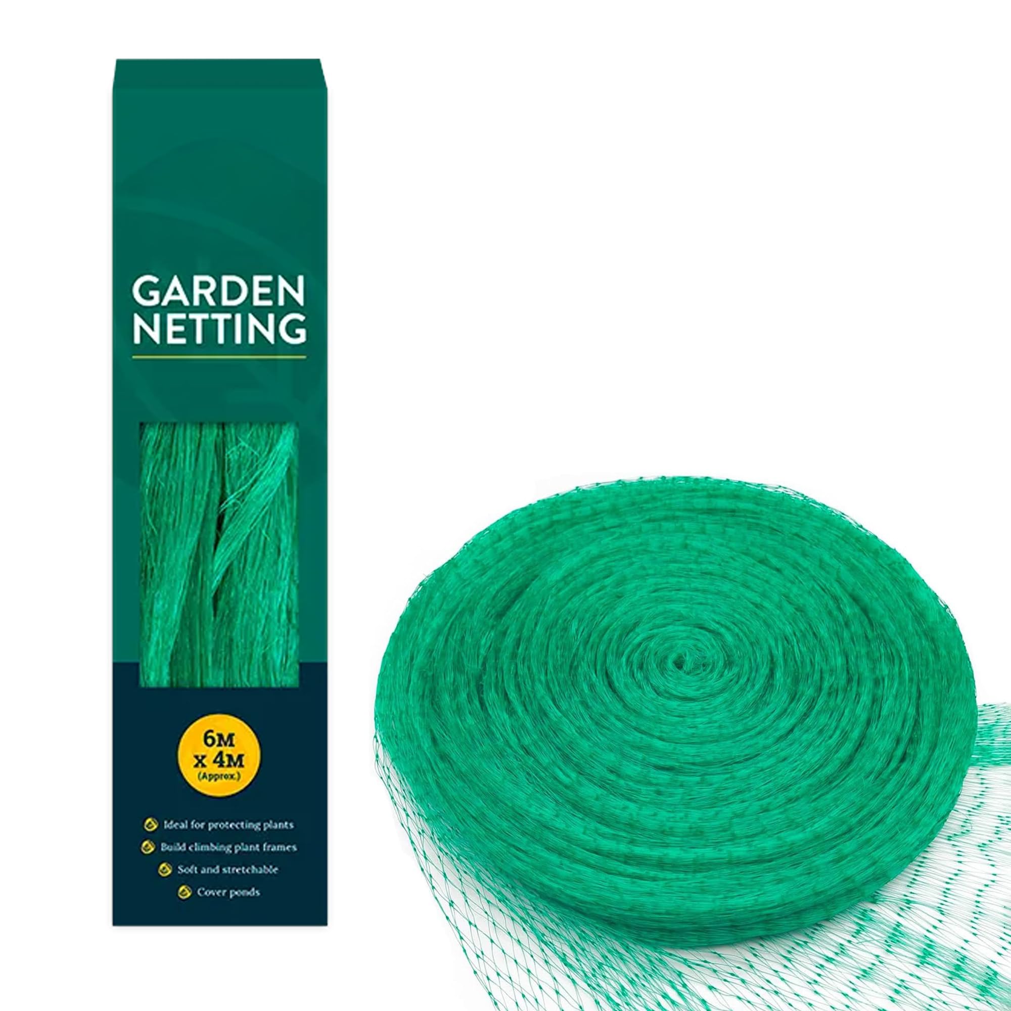 Garden Mesh - Bird Protection, For Plants, Vegetables, Fruits, Flowers, Reusable, Large Net Kit, Vineyard Mesh (6m x 4m - Green)