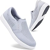 konhill Men's Slip on Shoes, Casual Breathable Boat Sneakers with Arch Support Lightweight Mesh Beach Loafers for Driving Walking Skate
