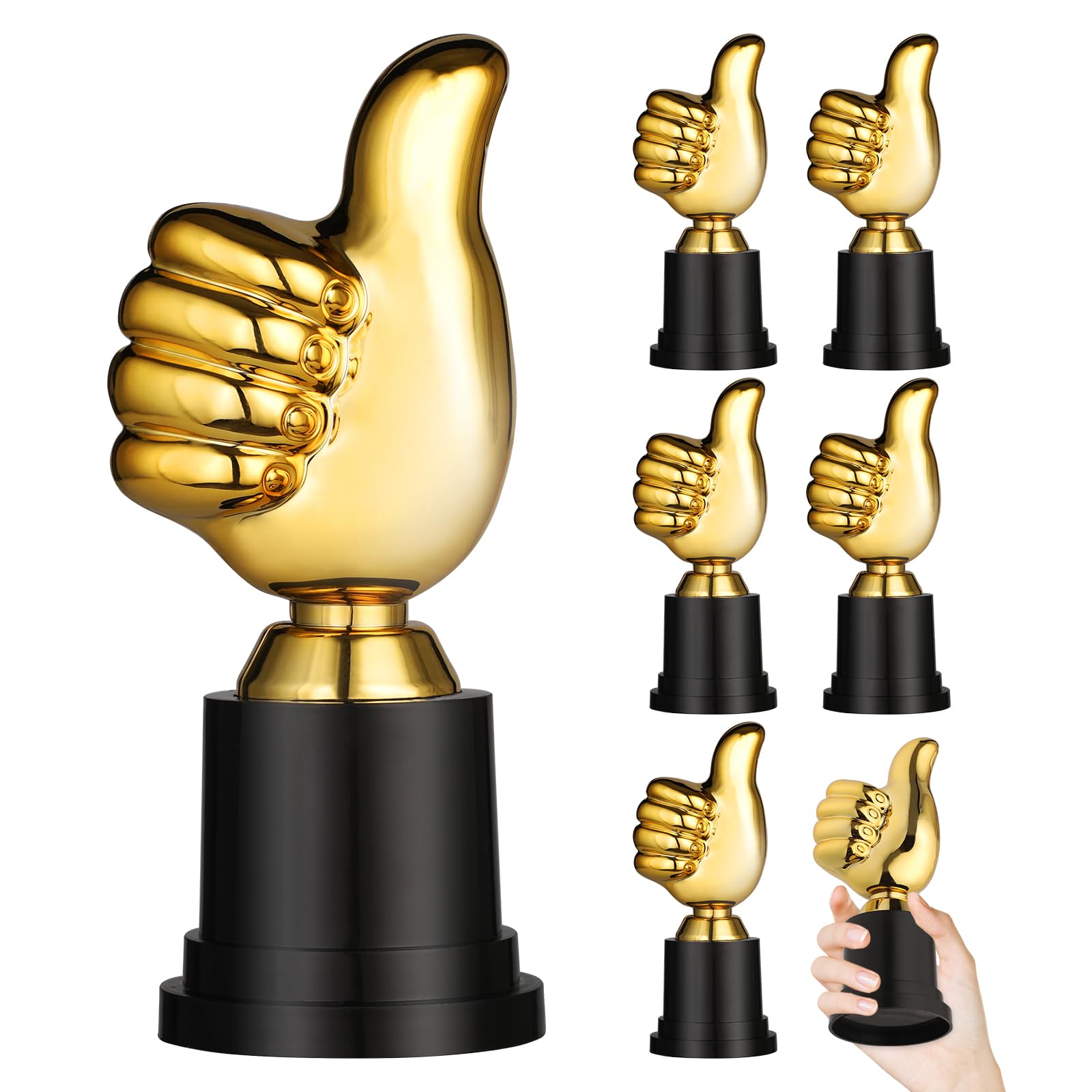 GeeRic 6PCS Mini Trophies Gold Trophy Plastic with Base Trophy Cups Winner Medals for Party Decoration/Competition/Sports/Activity/School Award/Party Favors