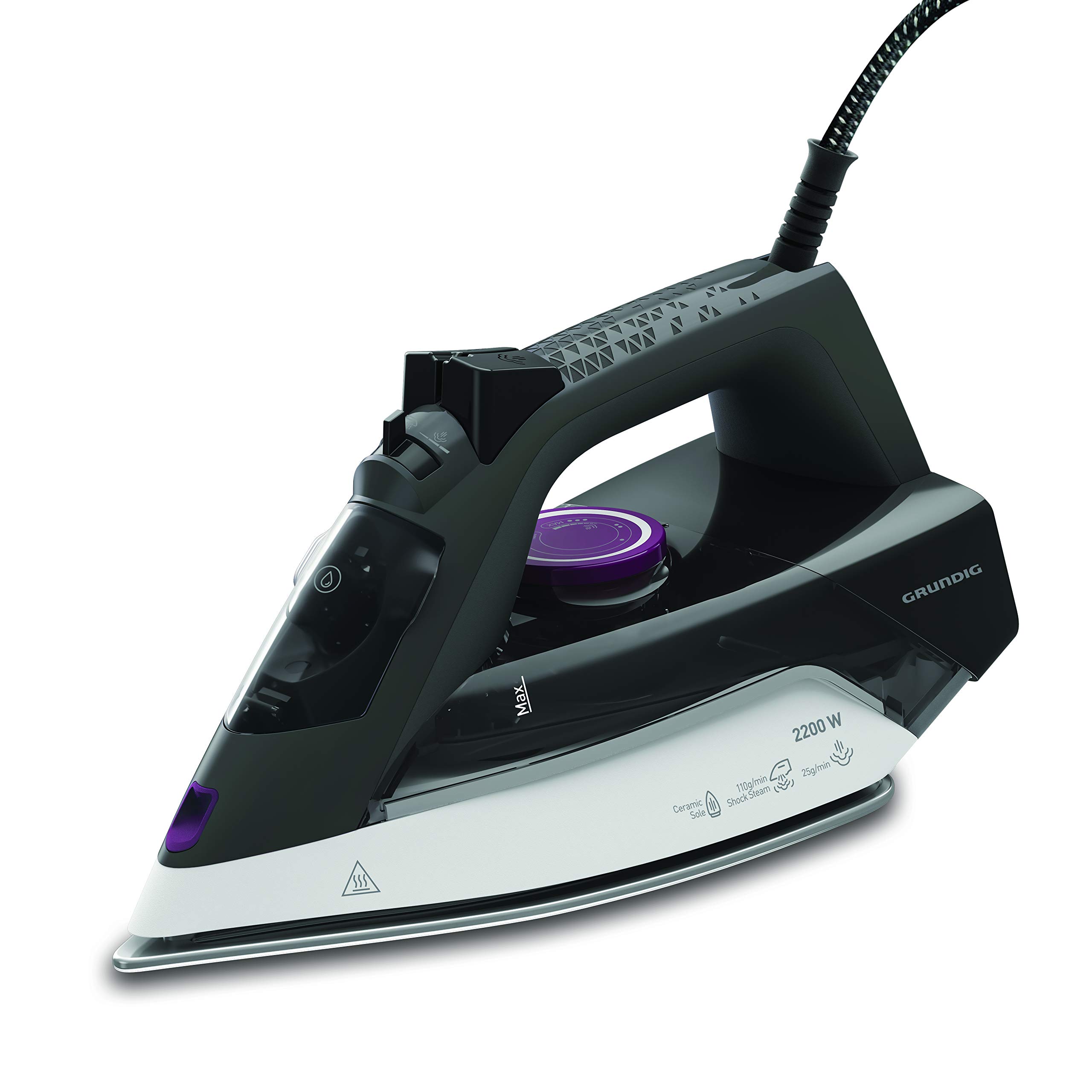 Grundig Si 4850 Fer À Vapeur, Céramique, 1 Liter, Grau/Weiß/Violett