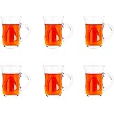Vitrignis Turkish Tea Glasses With Handle - Small 5.2oz Tea Cups Set Of 6 - Drinkware For Hot And Cold Beverages