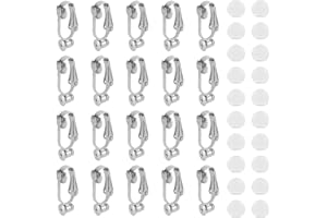 20pcs Clip-on Earring Converters, Silver Non-Pierced Ear Clips with 20 Pieces Silicone Ear Pads for Women DIY Jewelry Making 