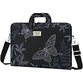 MOSISO Laptop Bag for Women, 15.6 inch Computer Bag Compatible with MacBook, HP, Dell, Lenovo, Asus, Notebook, 15-15.6 inch Laptop Messenger Shoulder Sleeve with Strap, Golden Line Butterfly