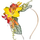 KorViSHOW Hawaiian Orchid Flower Headband - Artificial Hawaii Leis Floral Headpiece Tropical Flower Crown for Women Girls Hawaiian Costume Accessory Summer Beach Pool Vacation Decorations