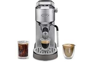 De'Longhi Dedica Duo Compact Espresso Machine - Cold Brew Coffee Maker with Milk Frother Wand- for Espresso, Hot & Iced Coffe