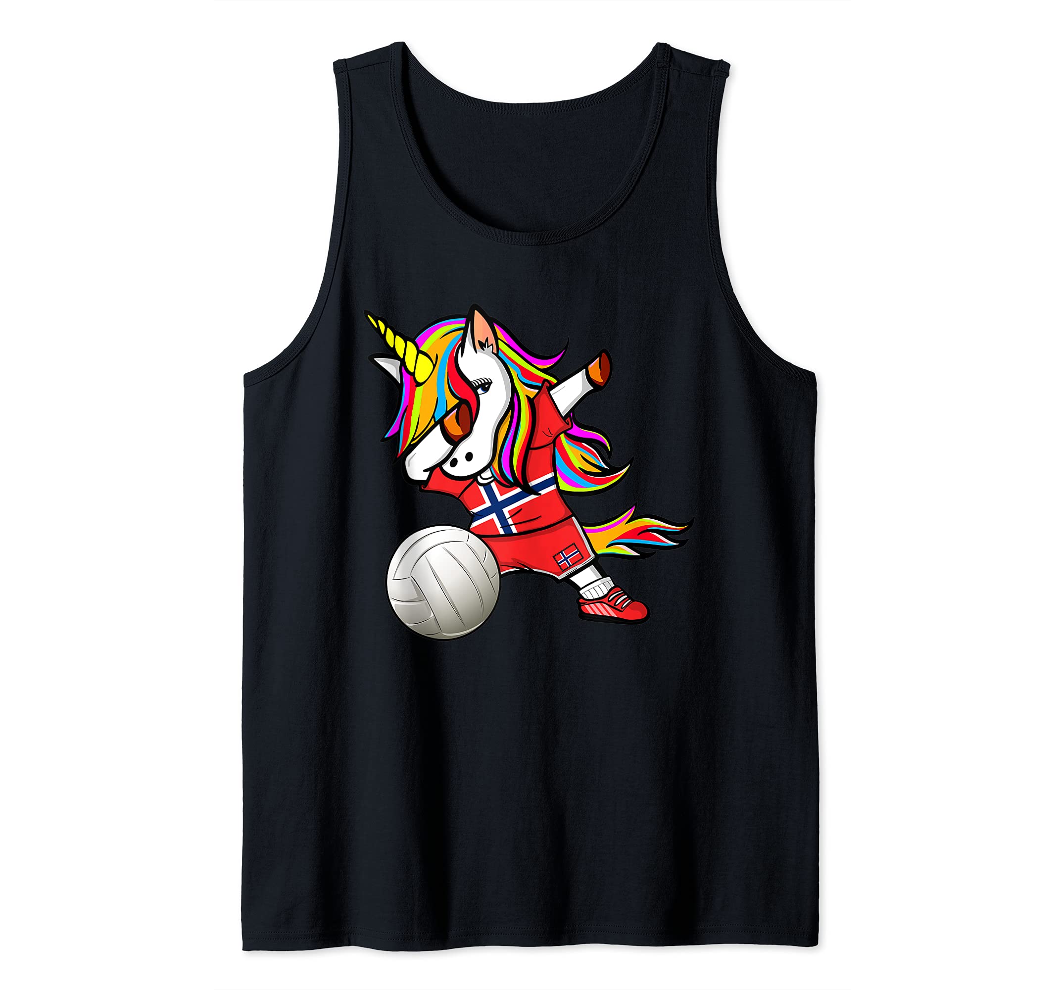 Dabbing Unicorn Norway Volleyball Fans Jersey Norwegian Flag Tank Top
