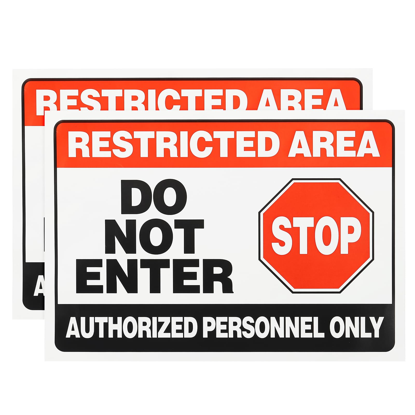 PATIKIL Restricted Area Do Not Enter Stickers 10 x 7 Inch, 2 Pack Authorized Personnel Only Signs for Indoor Outdoor Use