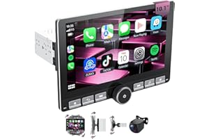 Haudio 10.1" 360° Rotatable Touchscreen Car Stereo with Wireless Apple CarPlay & Android Auto, Features GPS Navigation, DSP Hi-Fi Sound, Voice Control, Backup Camera,1080P Support & APK Management