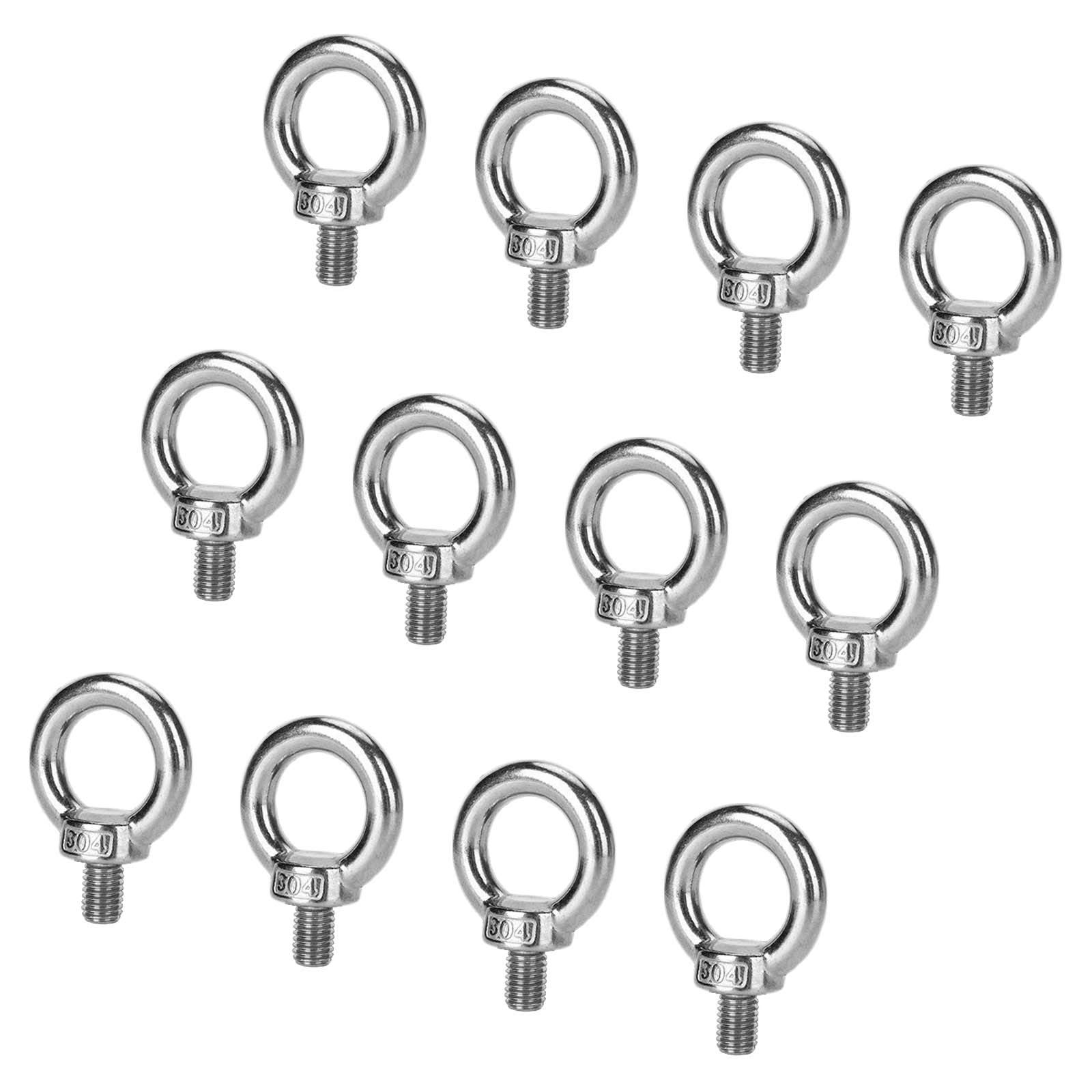 Keleily Stainless Steel Eye Bolts - M6 x 12Pcs Lifting Ring Bolts, Silver