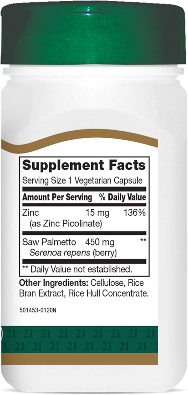 21st Century Saw Palmetto 450mg Veg Capsules, 60 Count: Health & Personal Care
