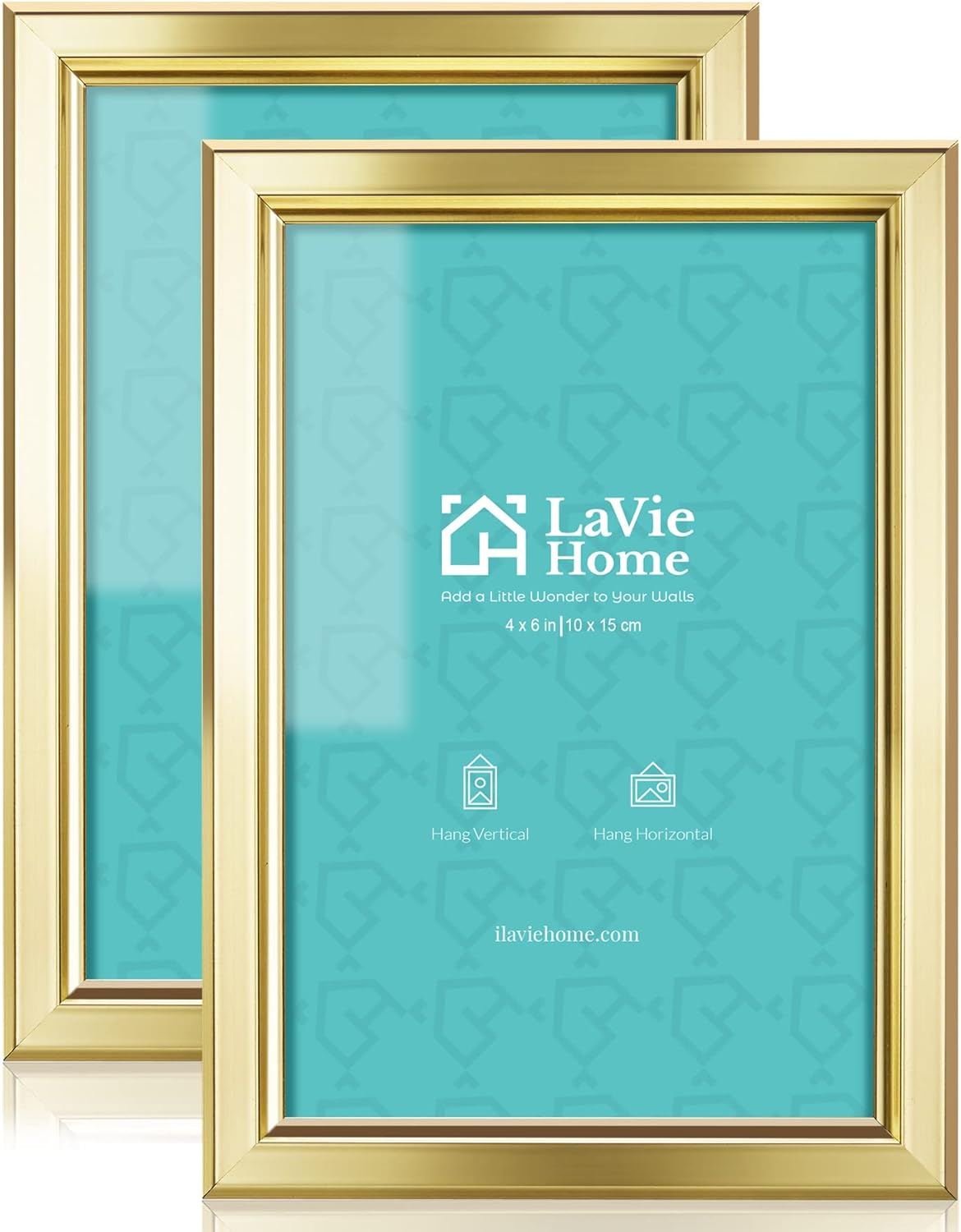 Photo Albums, Frames & Accessories - LaVie Home 4x6 Picture Frames (2 Packs, Gold) Simple Designed Photo Frame with High Definition Glass for Wall Mount & Table Top Display, Set of 2 Classic Collection