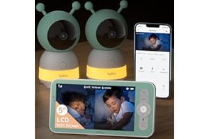 2K Boifun Baby Monitor WiFi, 360° Camera with Night Light & 5 Inch 3MP Display, Phone App Control & LCD Monitor, Auto Trackin