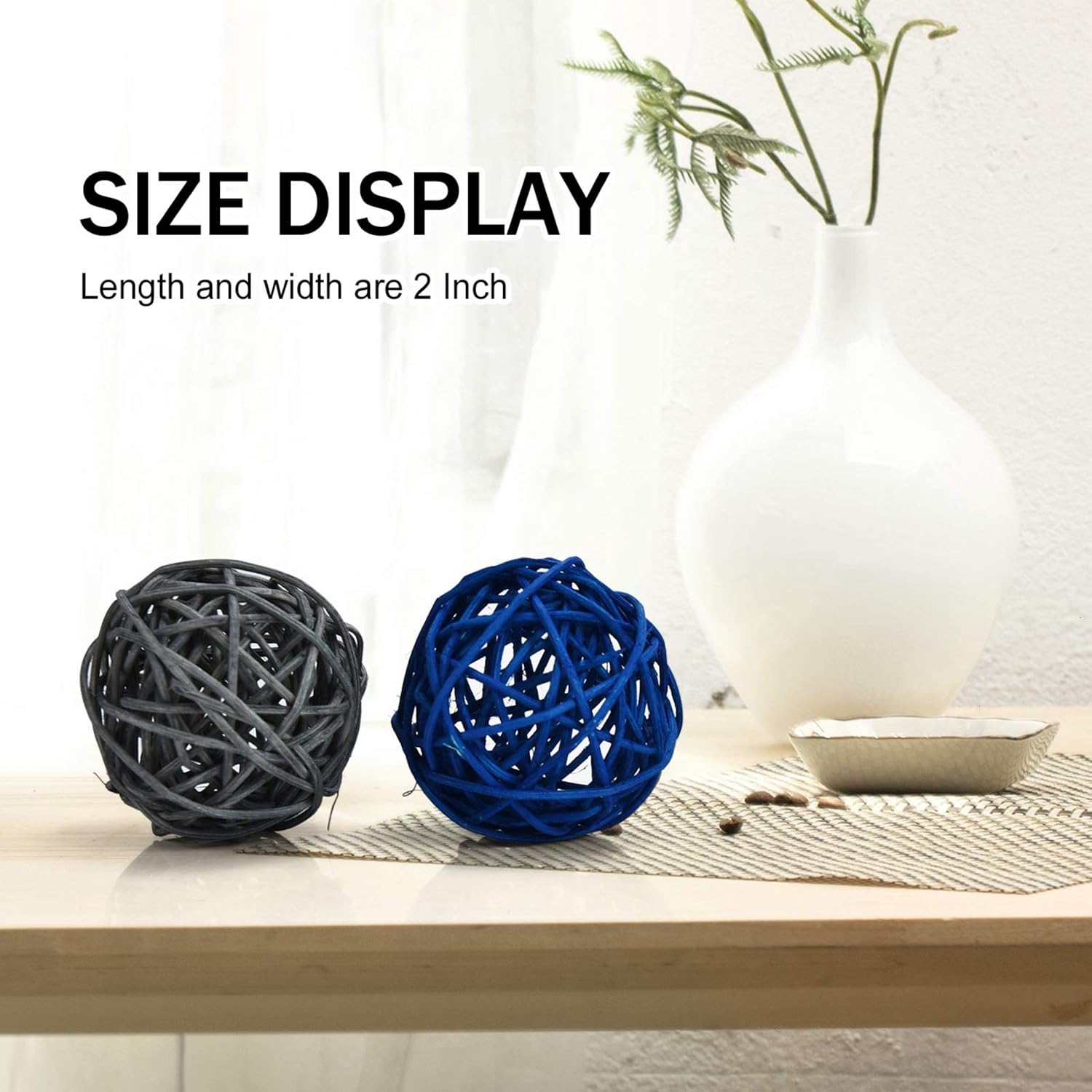 Timoo Rattan Balls Decorative, 15 Pack Wicker Balls for Home Decor Aromatherapy Accessories Wedding Decoration Baby Shower Table Decoration, 2 Inch (Blue, Gray, White): Health & Personal Care