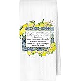ERYBHKRTYH Italian Blessing Kitchen Towels, Lemon Housewarming Gifts Decorative Waffle Dish Towels, Italians Gifts Hand Tea Towel, 16x24 Inch