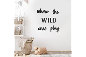 Xylolfsty Playroom Wall Decor, Where The Wild Ones Play Sign - Wooden Wall Art for Boys & Girls Toy Room, Toddler Nursery, Bedroom - 8 pcs