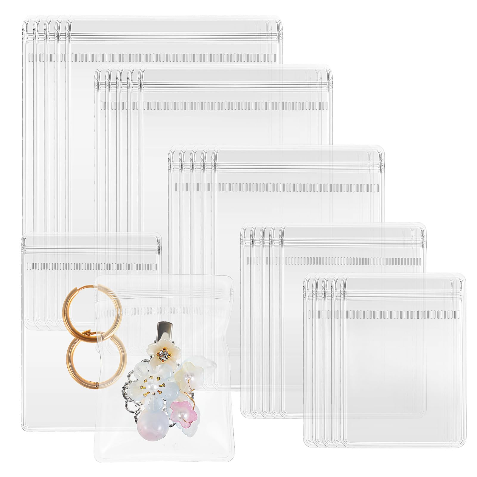 Photo 1 of 150pcs Clear Pvc Jewelry Bags: Travel Jewelry Organizer - Rings Earrings Storage Bags - Travel Earring Organizer