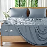 Shilucheng 100% Viscose Derived from Bamboo_Sheets, Extra Deep Pocket Sheets Fits 18"-24" Thick Mattress, Cooling & Breathable Bed Sheets 4Pcs, Hotel Silky Bedding Set (Queen,French Blue)