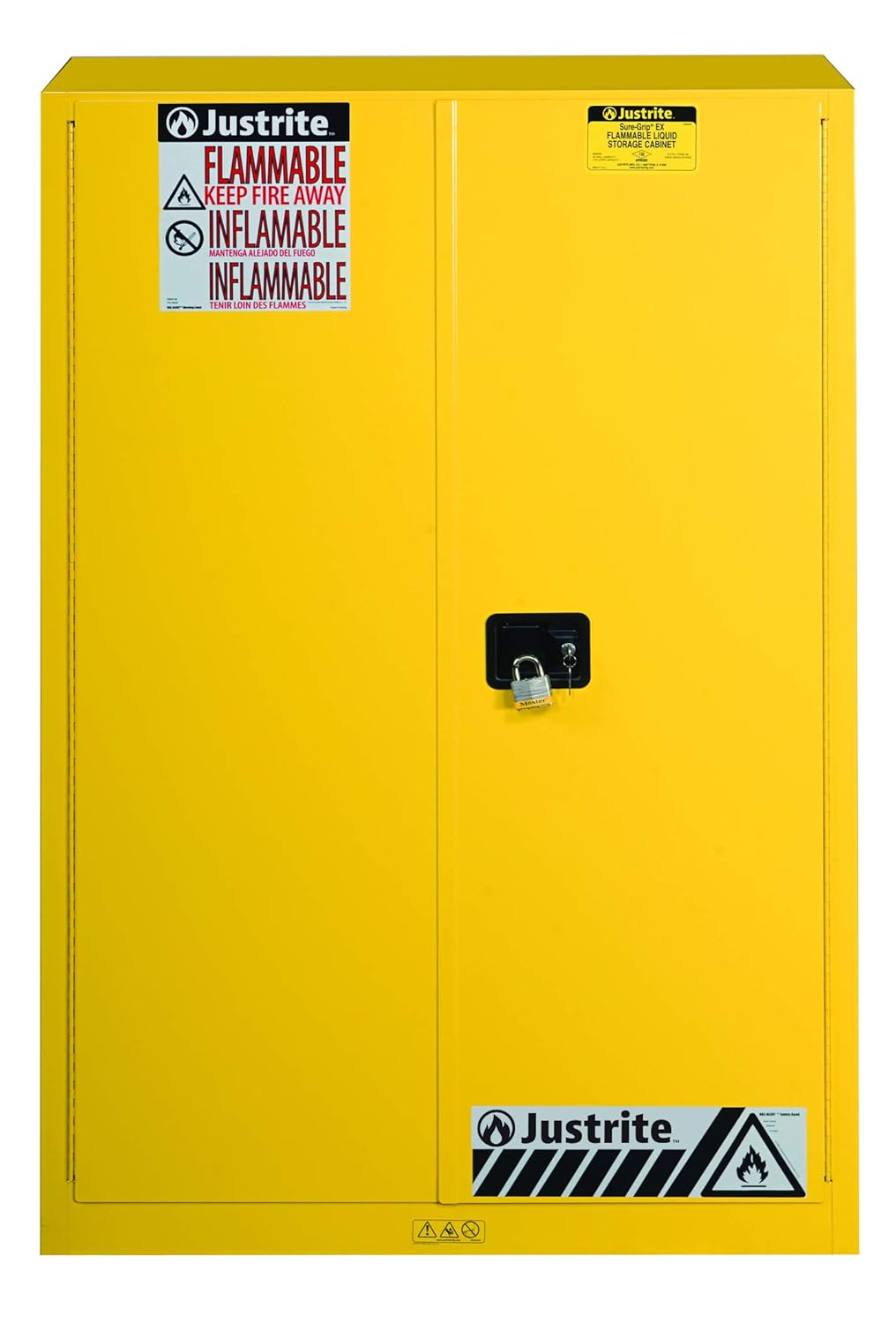 JUSTRITE 894500 Sure-Grip EX Standard Safety Cabinet, 43w x 18d x 65h, Yellow: Utility Cabinets: Industrial & Scientific