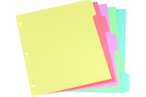 Oxford Lot de 5 intercalaires pour classeurs, multicolore, format lettre, onglets instantanés, perforés à 3 trous, fibre recy