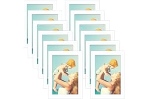 CRUGLA 12 Packs 4x6 Magnetic Picture Frames for Refrigerator， White Peel and Stick Frame Bulk, 4 by 6 Photo Holders for Fridge Dishwasher Whiteboard
