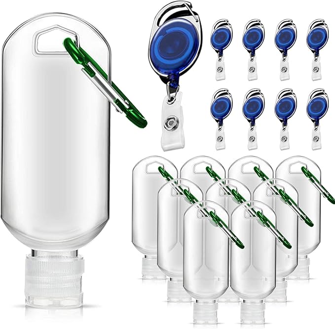 32 Pack Travel Plastic Clear Keychain Bottles, Includes 16 Leakproof