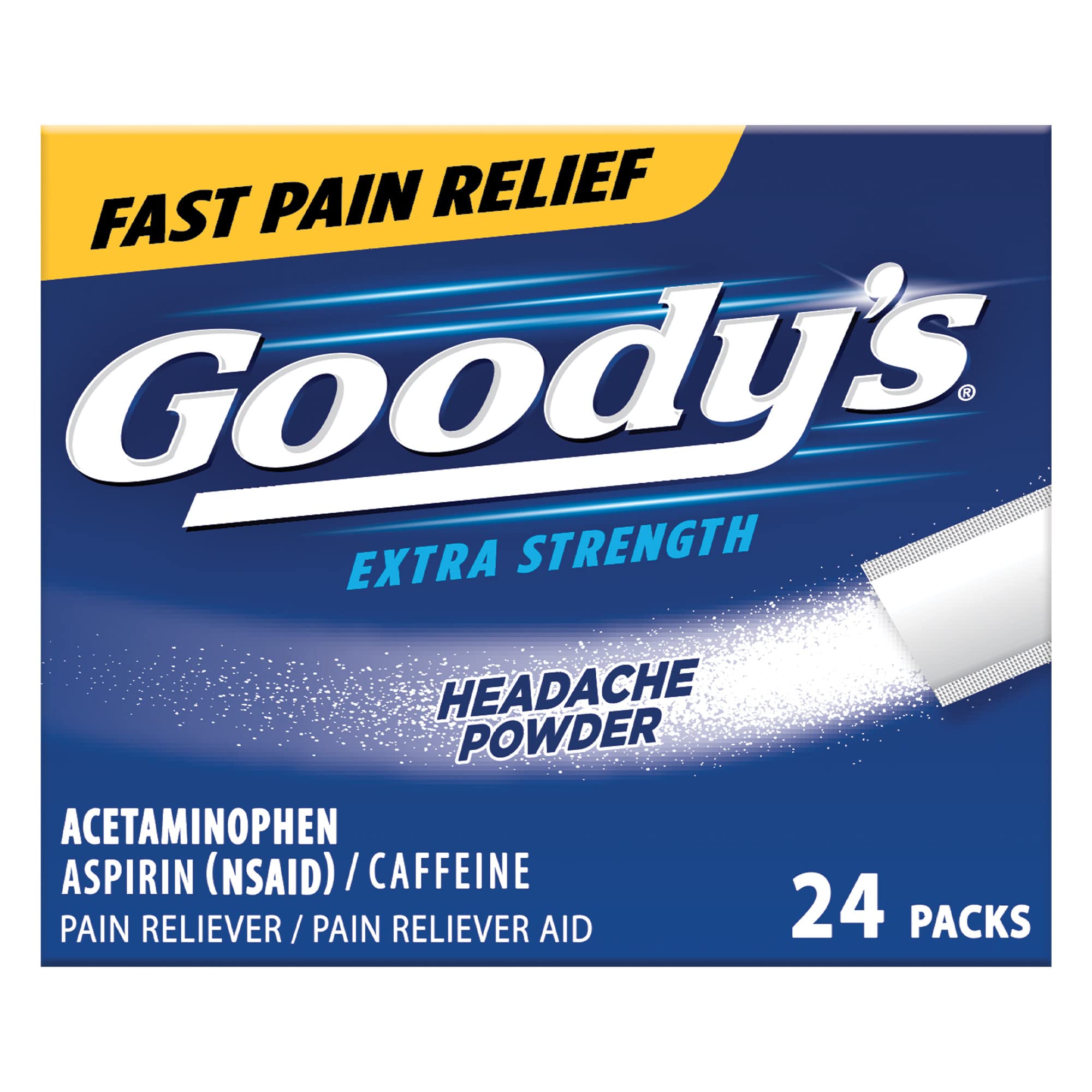 Goody’s Headache Powder Extra Strength Pain Relief, Triple Action Headache Relief with Aspirin, Acetaminophen & Caffeine, 24 Count
