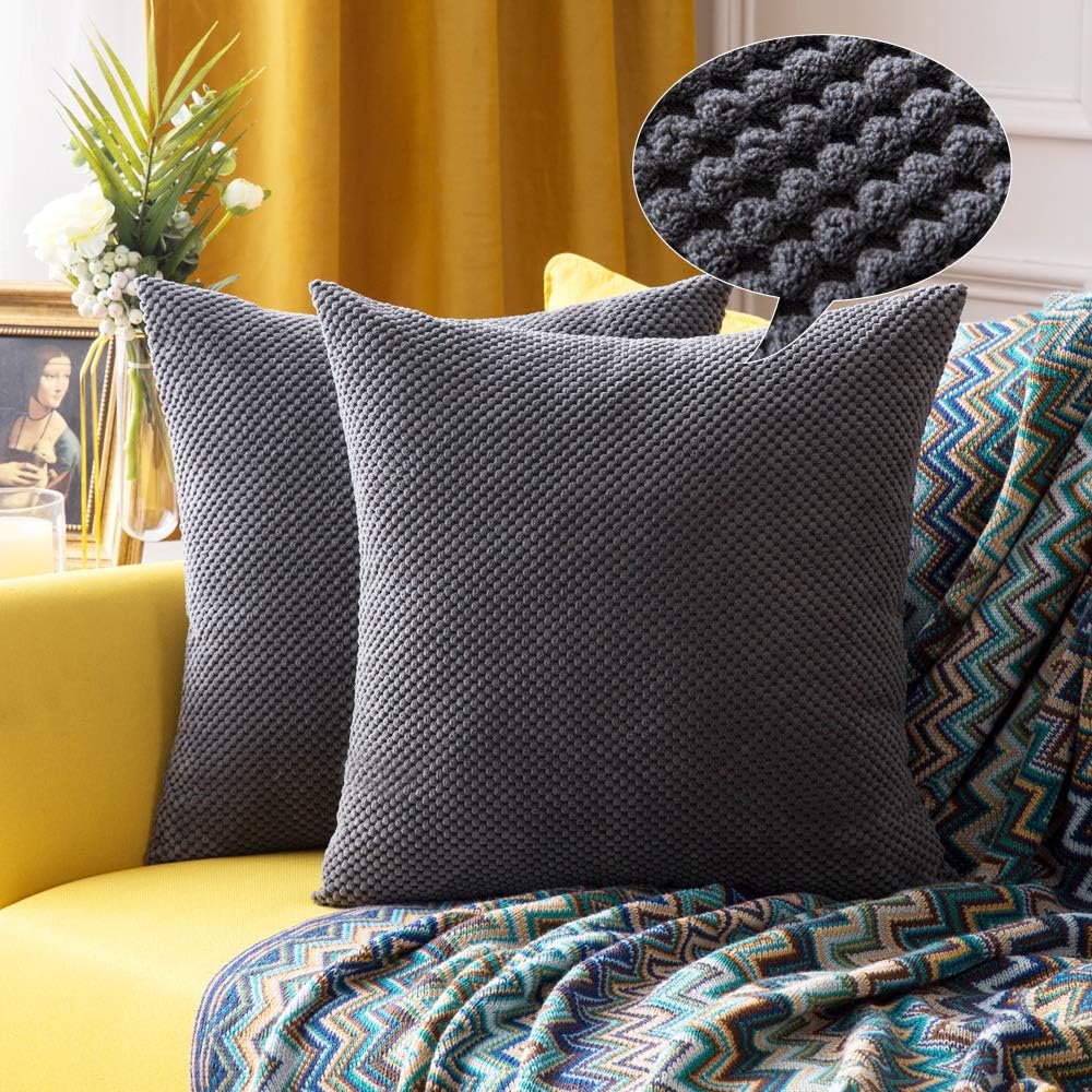 MIULEE Corduroy Granule Throw Pillow Covers Soft Pellets Solid