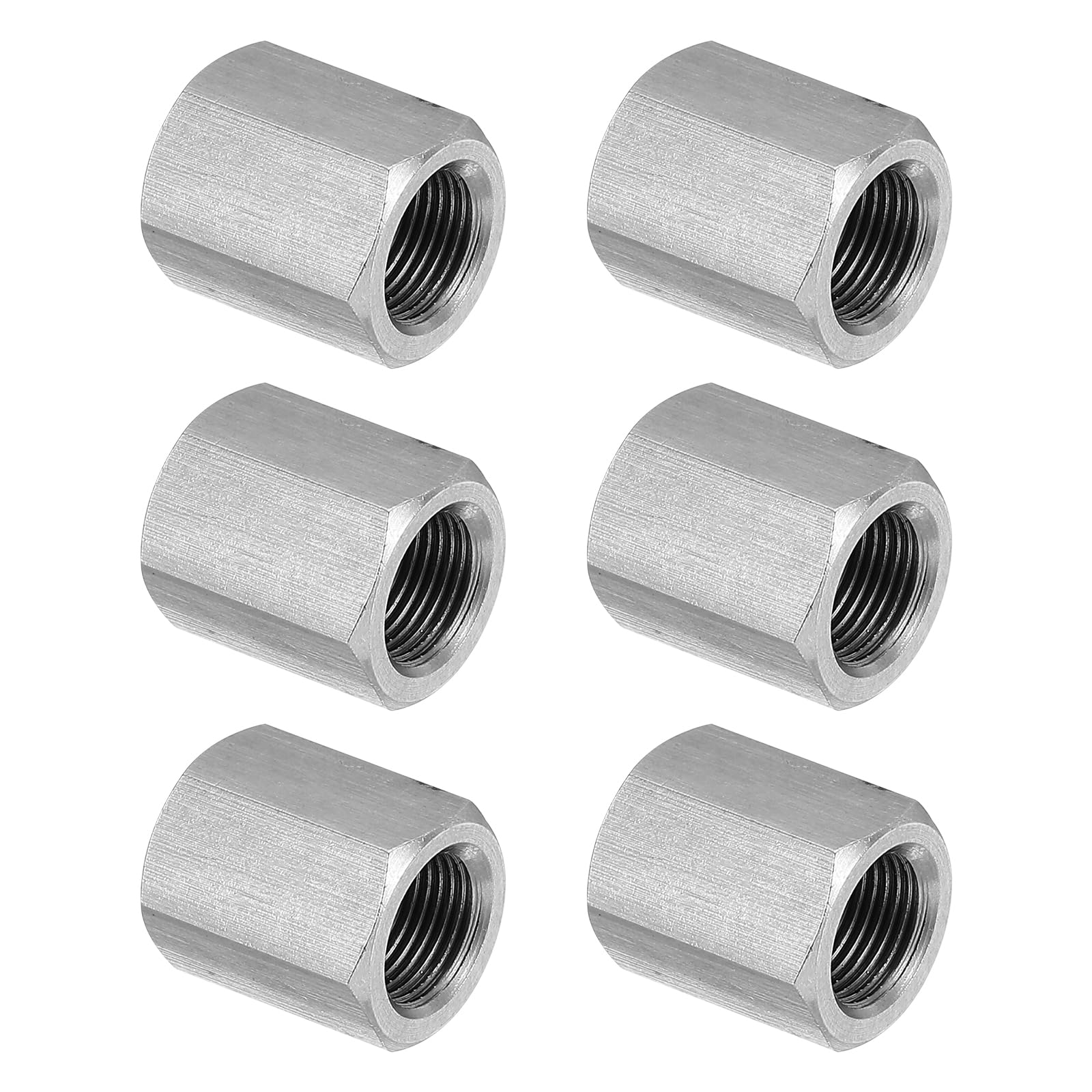 PATIKIL M12 x 1-Pitch 304 Stainless Steel Hex Coupling Nuts, 6Pcs 20mm/ 0.8" Length Fully Threaded Rod Coupling Nut Studding Connector Fasteners, Silver Tone — image 1
