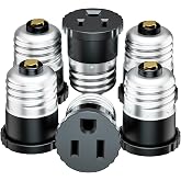 6 Pack, Light Socket to Plug Adapter, Light Bulb Socket Convert to Outlet Adapter (Black).