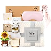 VELVINESTD Birthday Gifts for Women, Self Care Gift Baskets, Get Well Soon & Thinking of You Gift Set with Flannel Blanket & Sunflower for Mom, Her, Best Friend, Sister, Wife