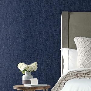 RoomMates Navy Faux Grasscloth Weave Peel and Stick Wallpaper