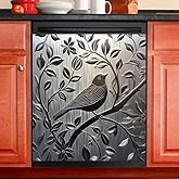 Decorativemagnet Rustic Farmhouse Dishwasher Cover Magnet, Stainless Steel Bird, 23W x 26H inches, PET Material, 1 Count